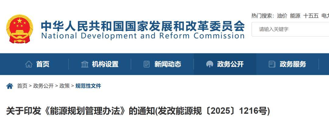 国家发展改革委 国家能源局关于印发《能源规划管理办法》的通知