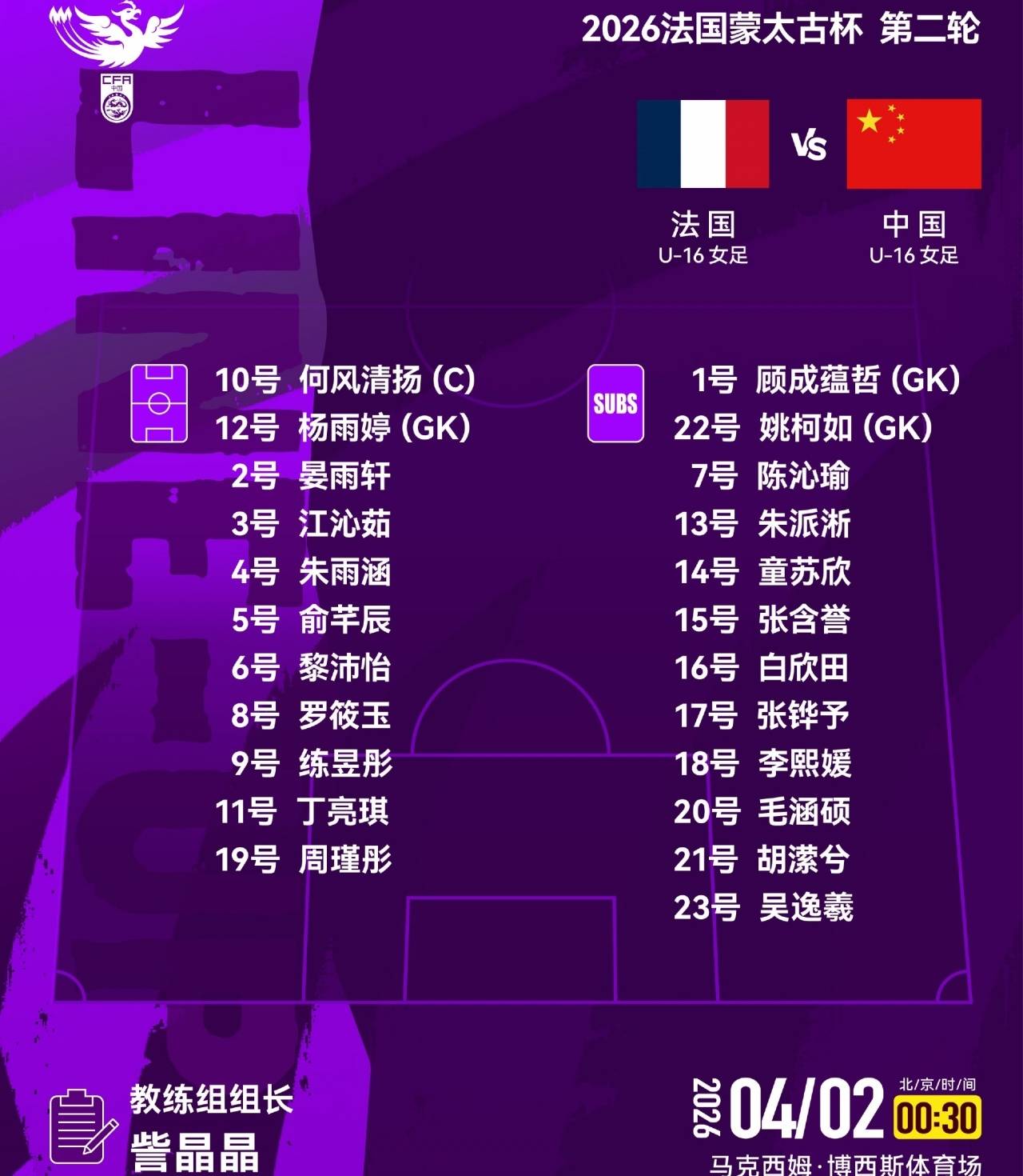 2-1！中国队连胜法国和英格兰日本排名榜首中国排名第二